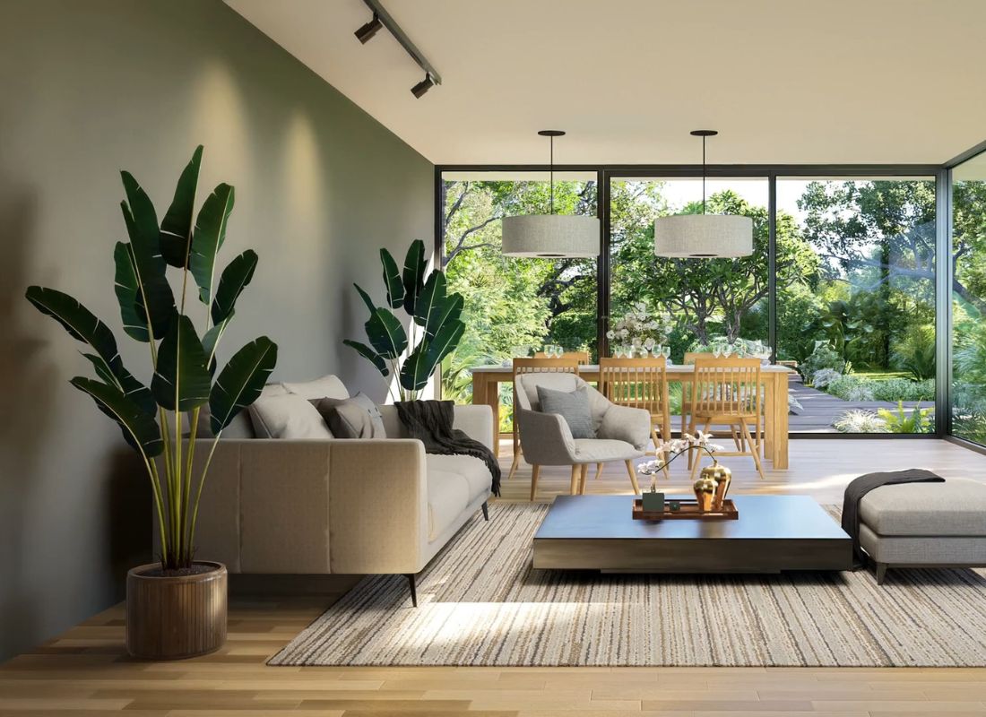 dnevni boravak pun cveća