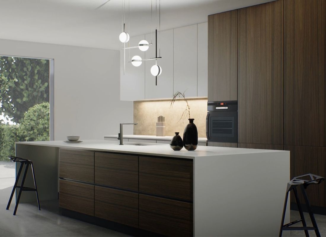 prikaz moderno krem-bele kuhinje